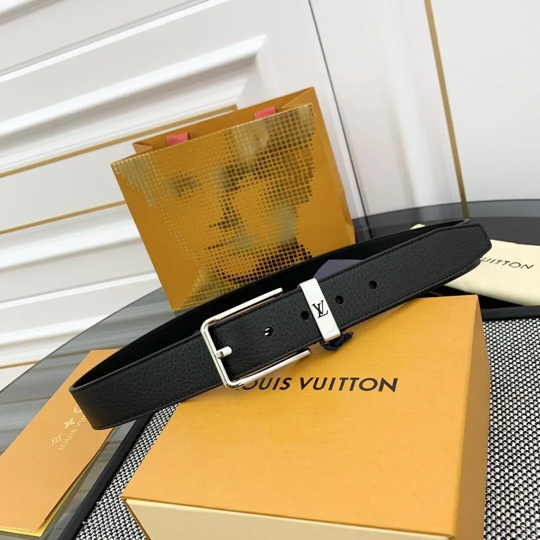 точная копия 1:1 Модный Новый Aurillon В Стиле Louis Vuitton Копия КлассичесКого Бутикового Металлического Кольца Мужской Ремень Из ВолоВьей Кожи