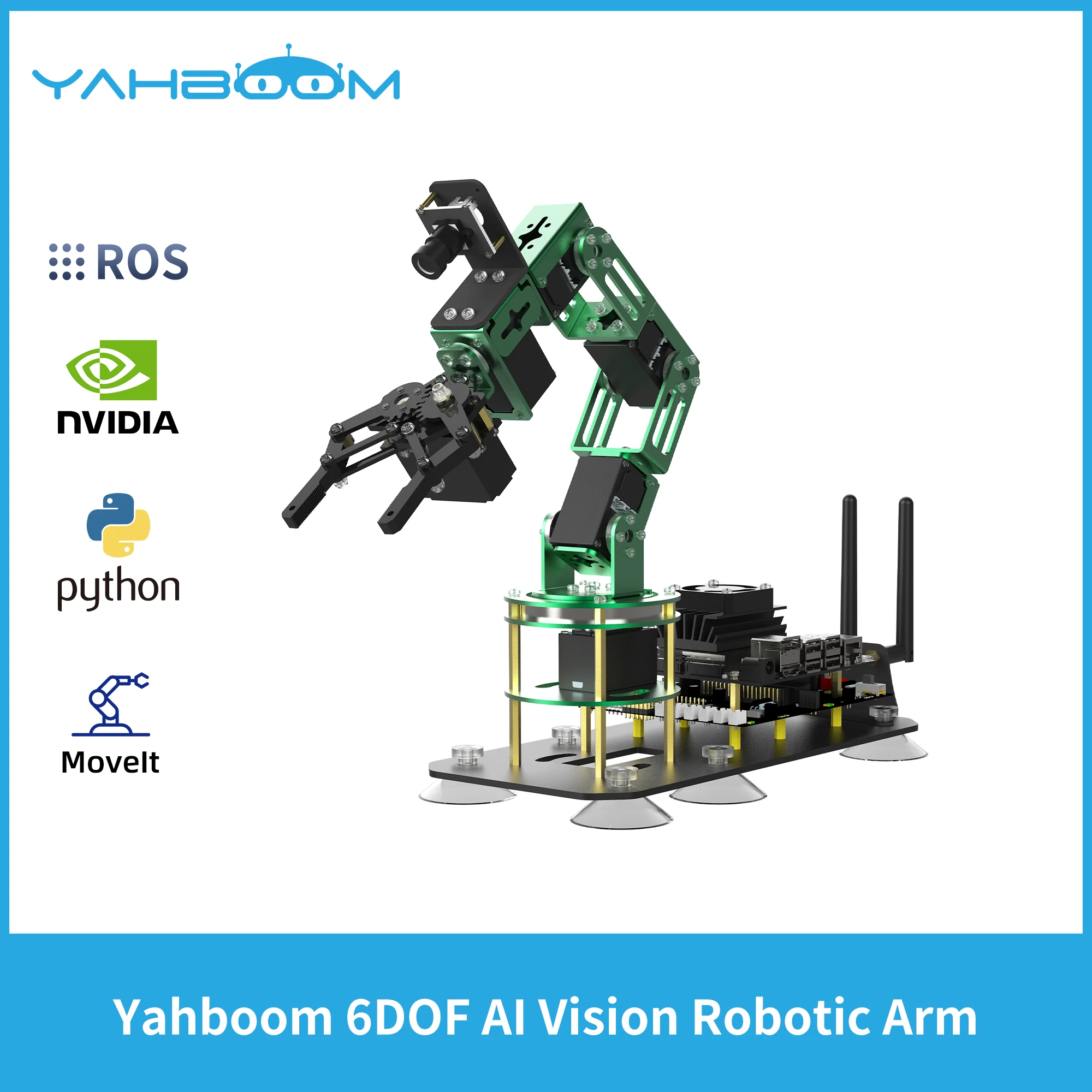 Yahboom 6DOF AI Visual Robotic Arm ROS Robot Kit with 15KG 6KG Servo for Jetson NANO 4GB B01 SUB Android iOS APP Control CE ROHS