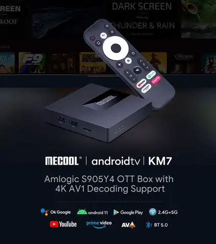 ТВ-приставка Mecool KM7 на Android, 2 + 16/64 ГБ, Amlogic S905Y4