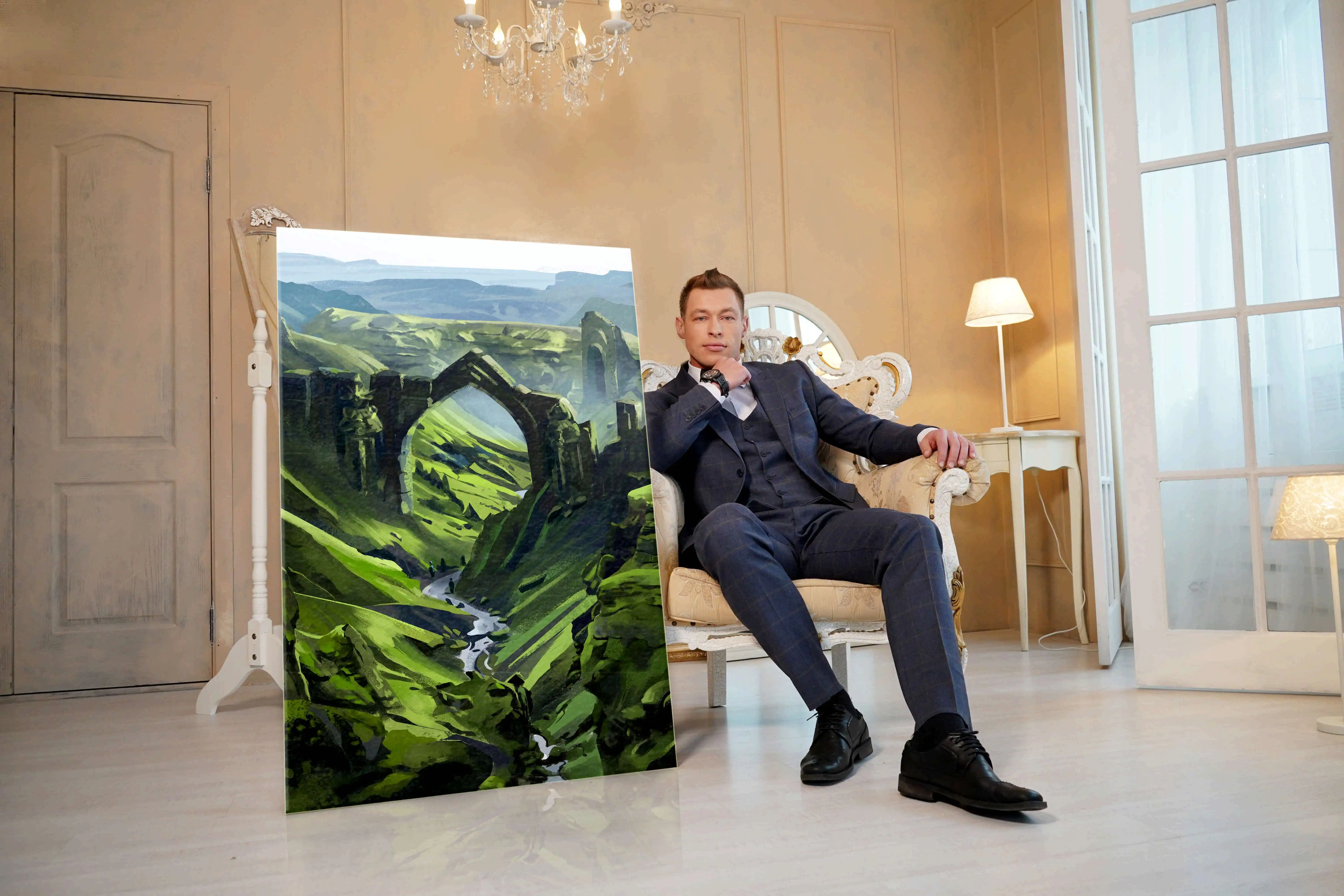 LinxOne картина на холсте "Италия горы крепость замок" / декор для дома ...