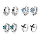 Новые Модные Простые двухцветные серьги-кольца, черная звезда, кристалл, гвоздик, милые кольца, красочные крошечные серьги, пирсинг для женщин