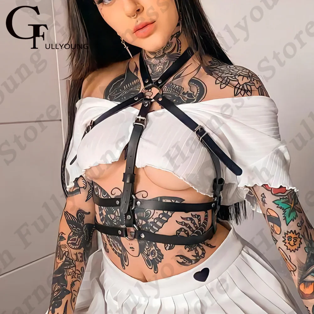 Женские сексуальные подвязки кожаные бондаж для тела клетка с пентаграммой