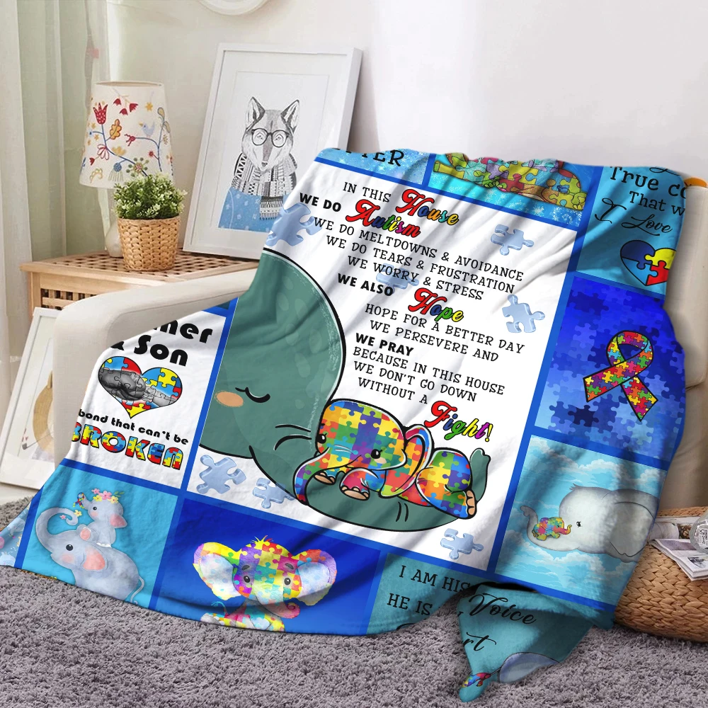 

Одеяло с милым слоном для дочери, домашнее Флисовое одеяло с надписью, мягкое искусственное одеяло с рисунком животного, подарок на заказ