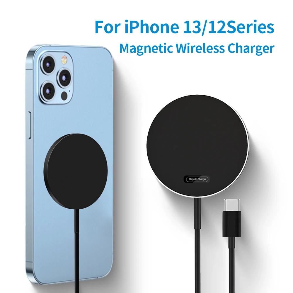 

Магнитное беспроводное зарядное устройство 15 Вт Max Fast Wireless Charging Pad для iPhone 12 13 Pro Max Mini Airpods Портативное индукционное зарядное устройство заря...