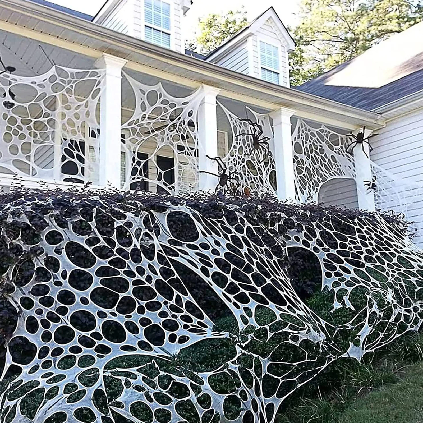 Жуткая паутина для Хэллоуина 100*410 см с 10 молотыми палочками