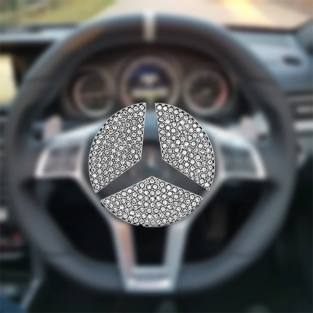 Car Steering Wheel Emblem Sticker Car Styling Crystal Decal for Benz Toyota Honda Audi Volkswagen Renault Interior Accessories