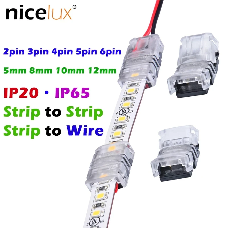 5pcs LED Strip Connector 2,3,4,5,6 Pin 5,8,10,12mm for RGB, CCT,WS1812B, RGBW RGBWW Light Waterproof and Non Waterproof, CE RoHS