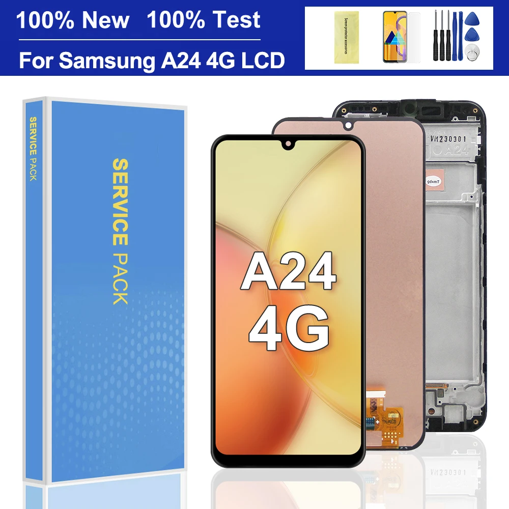 

ЖК-дисплей 6,5 "для Samsung Galaxy A24 4G, сенсорный экран с дигитайзером для Samsung A245F, A245F/DS, A245F/DSN, с рамкой, оригинал