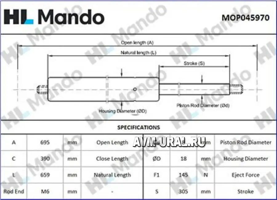 MANDO Амортизатор капота