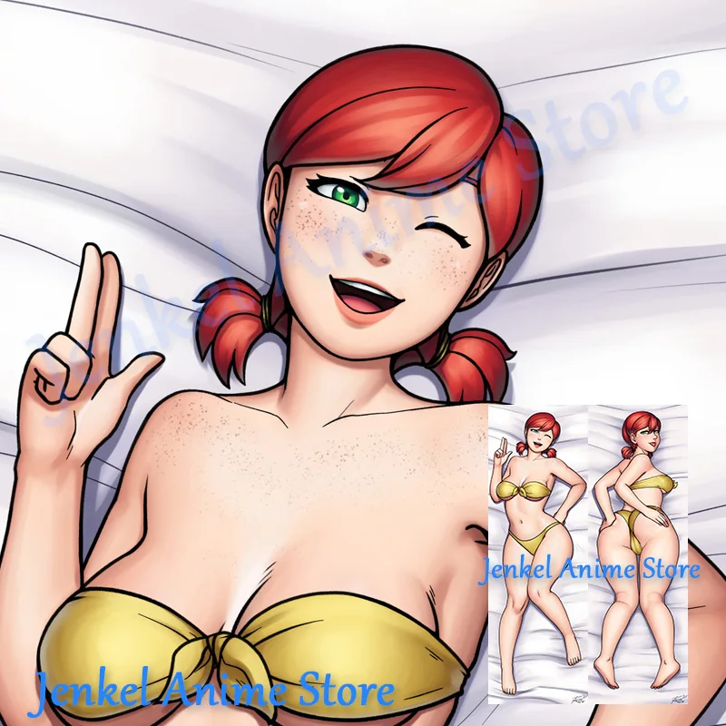 

Подушка Dakimakura с расклешенной Красной головой для девушек, двухсторонняя наволочка для тела с принтом в натуральную величину