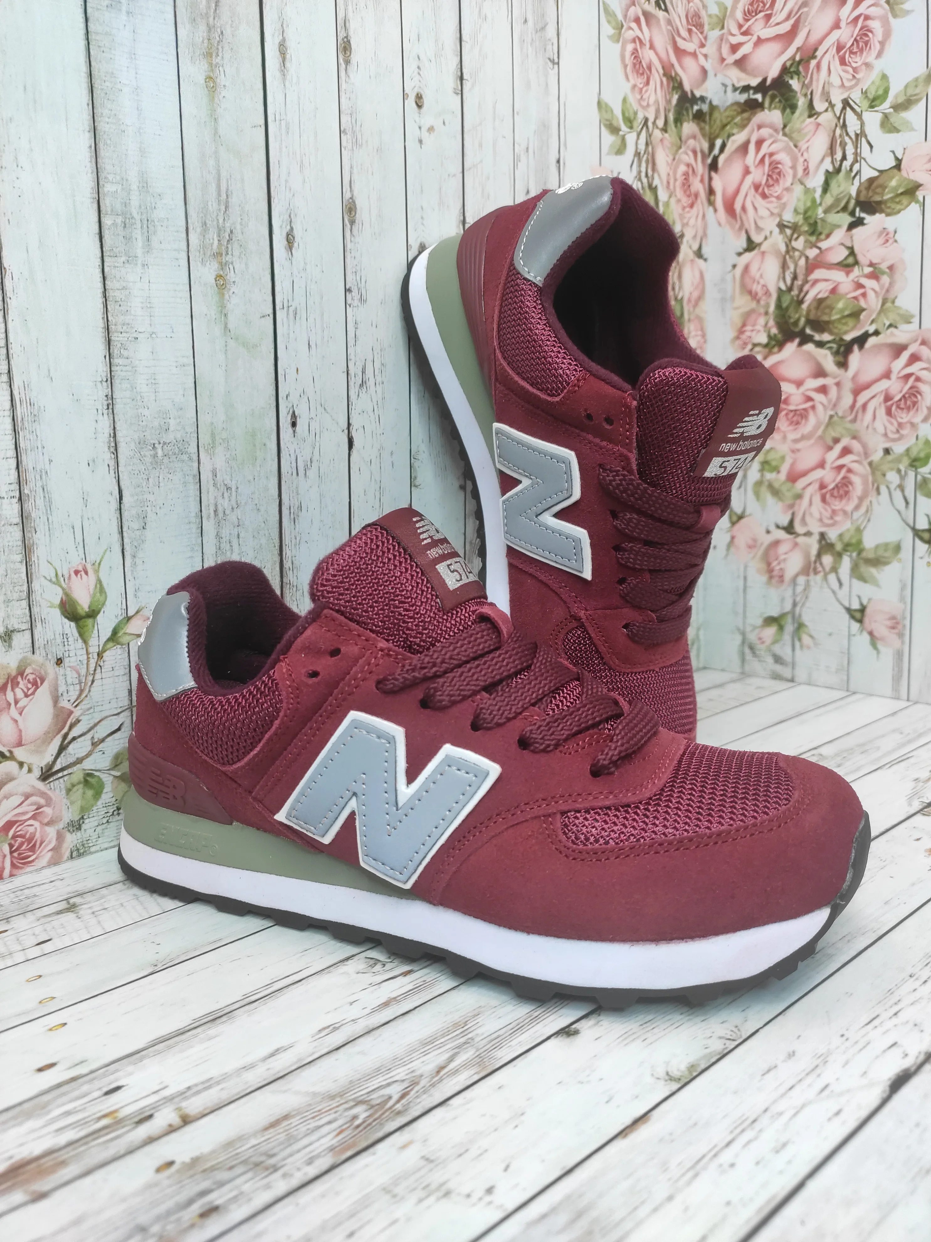 Кроссовки New Balance 574 бордовые женские с сеткой - купить по выгодной  цене | AliExpress