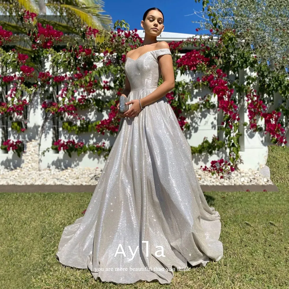 

Grace Off The Shoulder Prom Dresses Glitter Sweetheart Prom Gowns Robes De Soirée Advanced A-line Vestidos De Noche