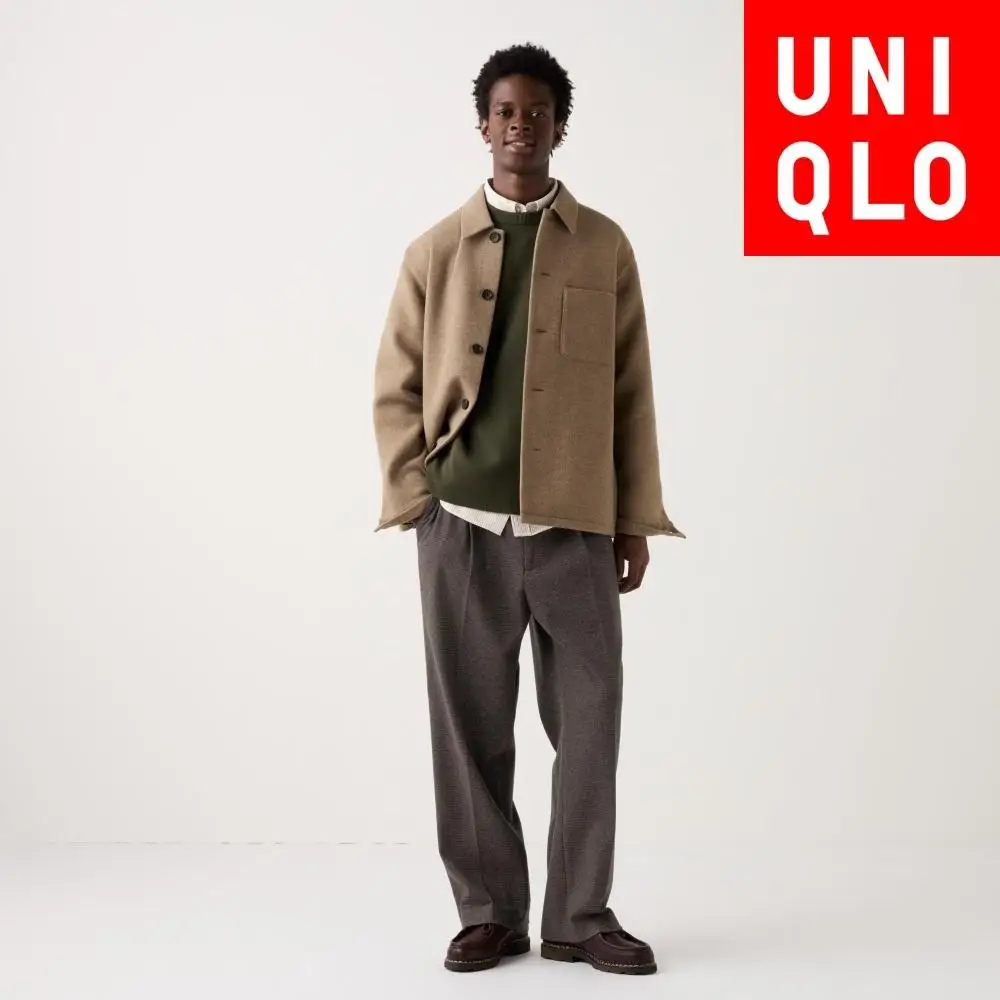 Широкие брюки Uniqlo с вытачками в складку