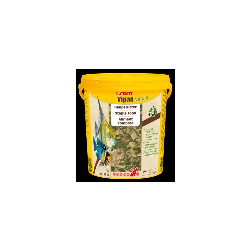 Корм для рыб основной в хлопьях Sera VIPAN NATURE 10 л. 2 кг. (крупные хлопья ведро) - купить