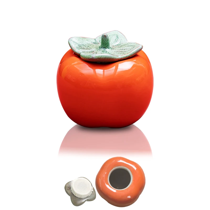 

Ceramic Tea Caddy Persimmon Modelling Tea Jar Mini Storage Boxes Travel Portable Container Small-Object Home Decor Gifts