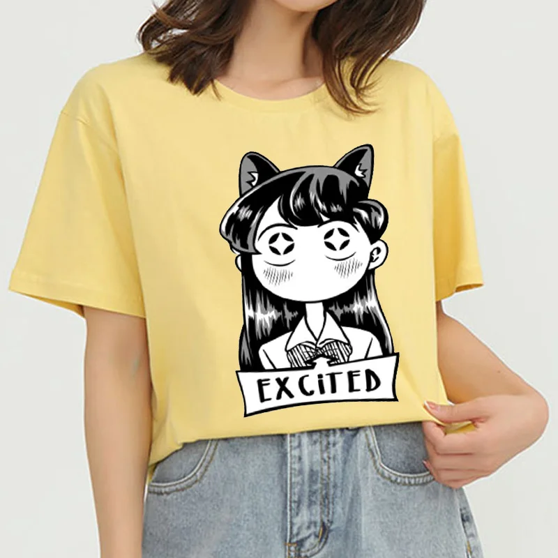 

New summer women's Kawaii cartoon Miss Komi Print cotton top T-shirt komi san Girl cute style street casual loose short sleeves