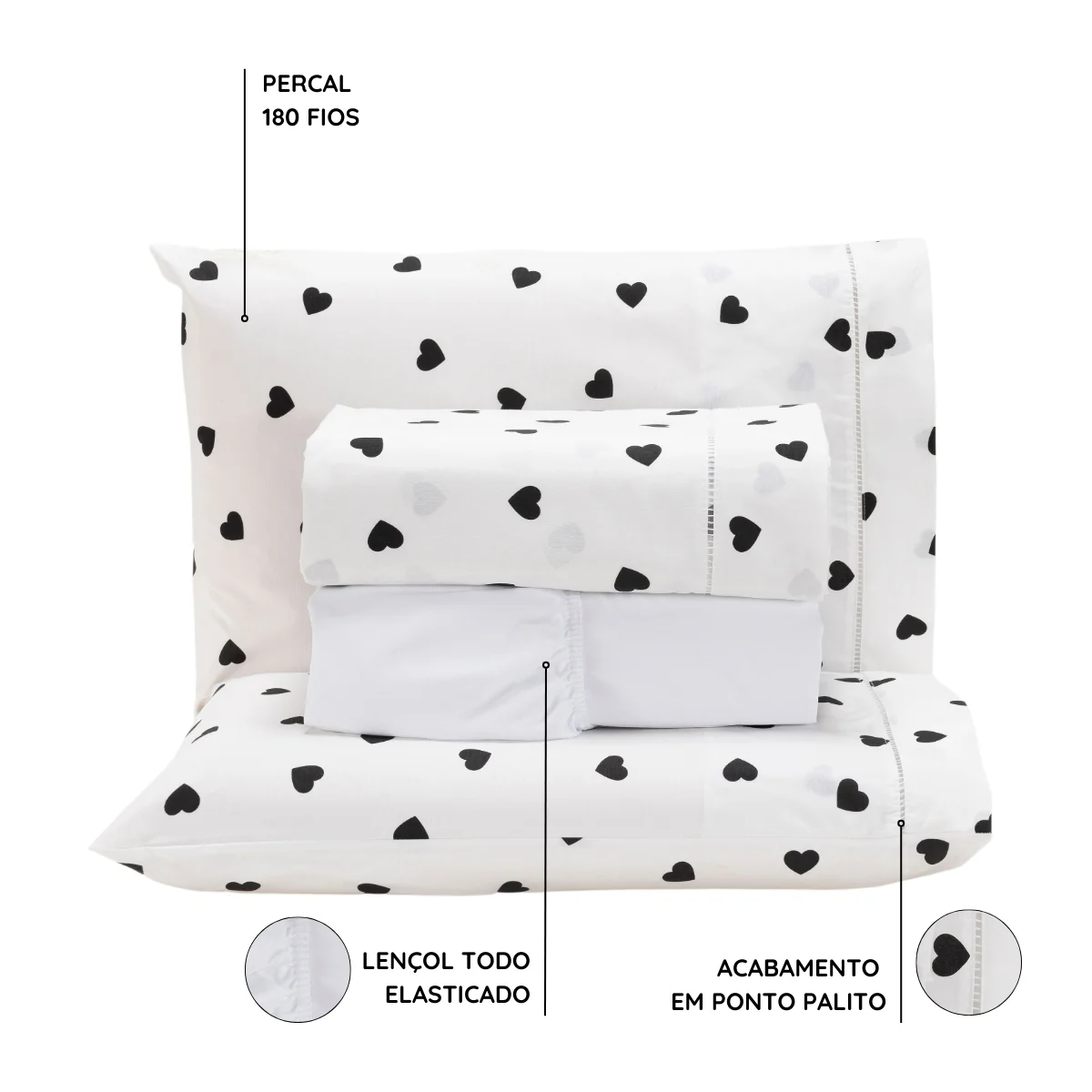 Хлопчатобумажный комплект с тремя перламутровыми вставками из 180 хлопка