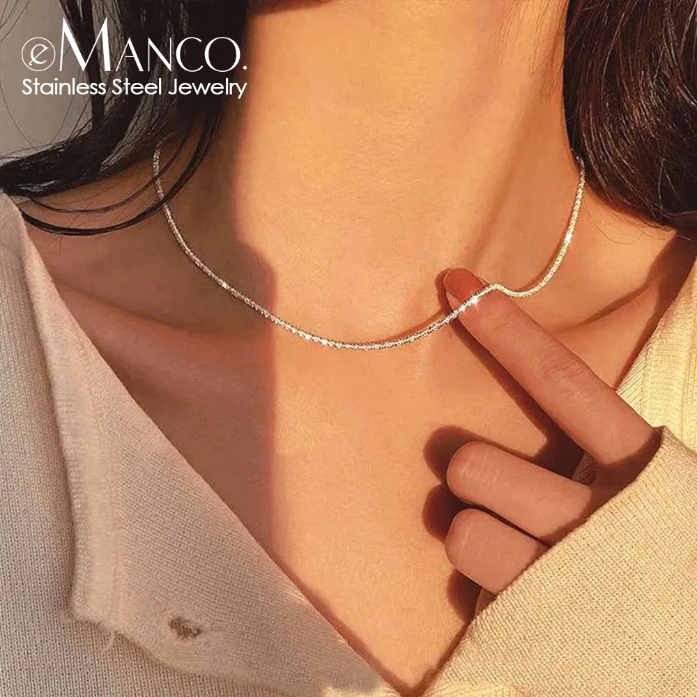 

eManco 2022 New Popular Silver Colour Sparkling Clavicle Chain Choker Necklace For Women Fine Jewelry Wedding Party Gift