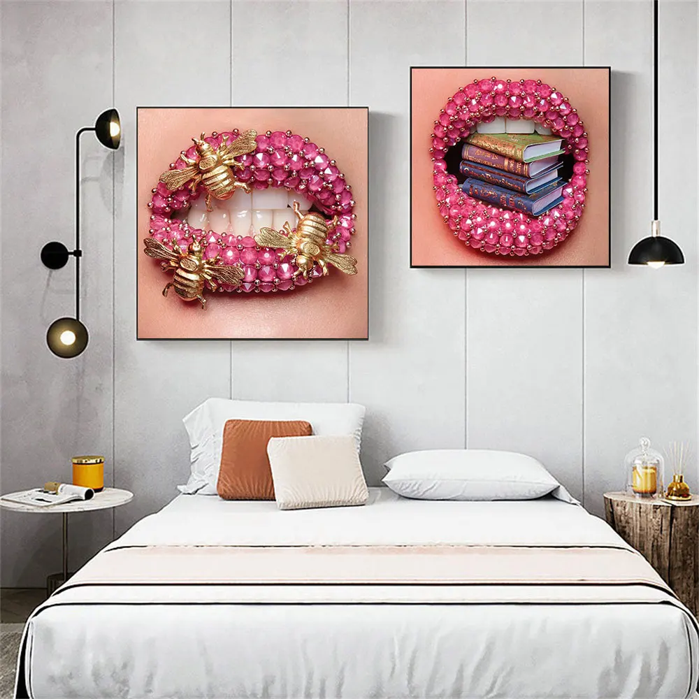 

Abstract Sexy Lips Posters Modern Pink Mouth Liquid Print Canvas Painting Colorful Wall Art Picture Living Room Home Decoration