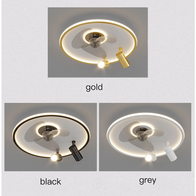 Golden LED Ceiling Fan Lights Chandeliers With Spotlight Home Bedroom Study Room Decorative Remote Control Electric Ventilation |