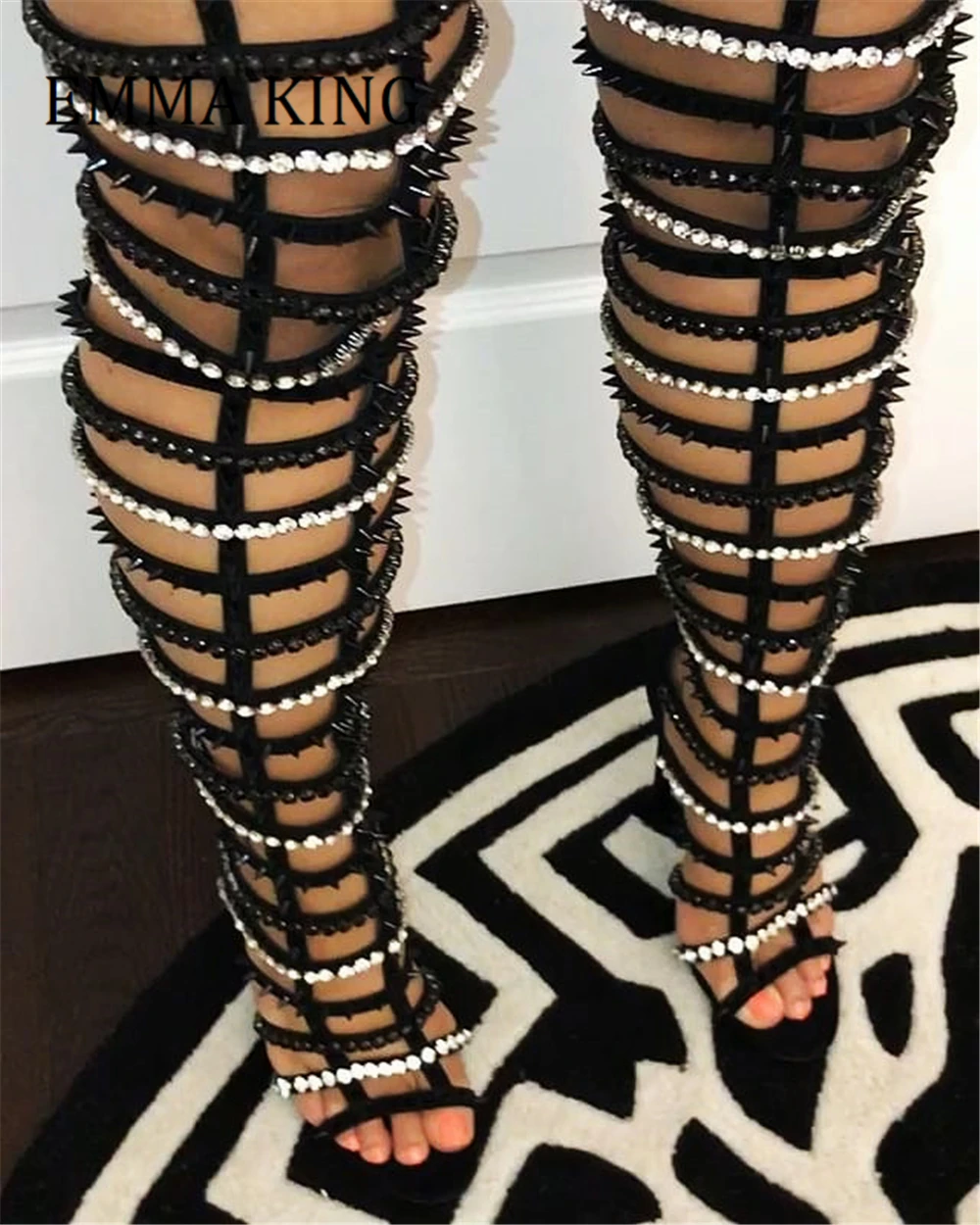 Женские босоножки-гладиаторы на шпильке синие джинсовые Босоножки с открытым