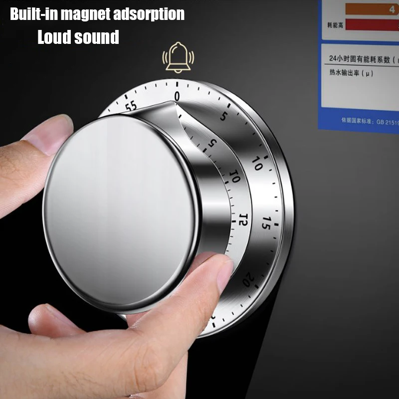 

Stainless Steel Kitchen Timer Mechanical Inner Core Rotating Scale Circular Cooking Timer Manual Magnetic Suction Countdown Tool