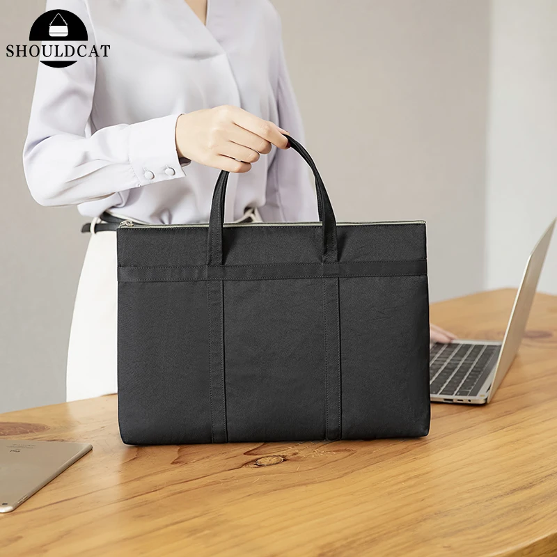 

Fashion Women's Briefcase Bag A4 Document Bags Female Book Handbag Women 14" Laptop Briefcases Neutral Office Commuter Bag 2022