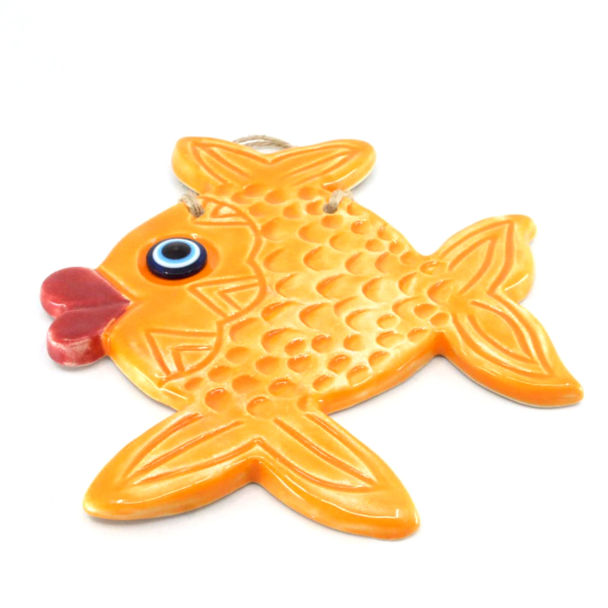 

Orange Clownfish Figurine Ceramic Wall Hanging Ornament - Balcony and Garden Wall Decoration - Pottery Handmade Animal Wall Art