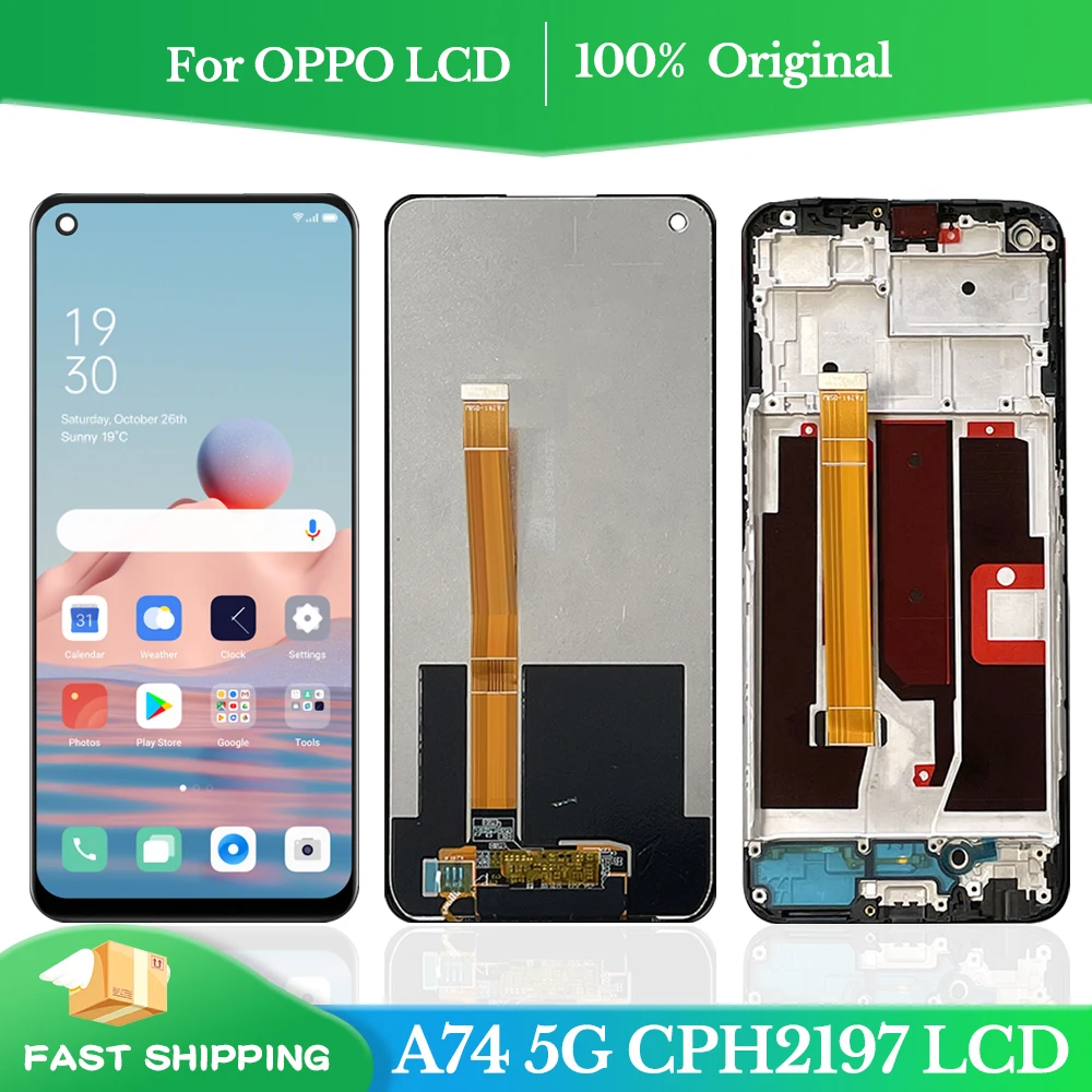 

6.5" Original For Oppo A74 5G LCD Display Touch Screen with frame Digitizer Assembly For Oppo A74 5G CPH2197 CPH2263 Display
