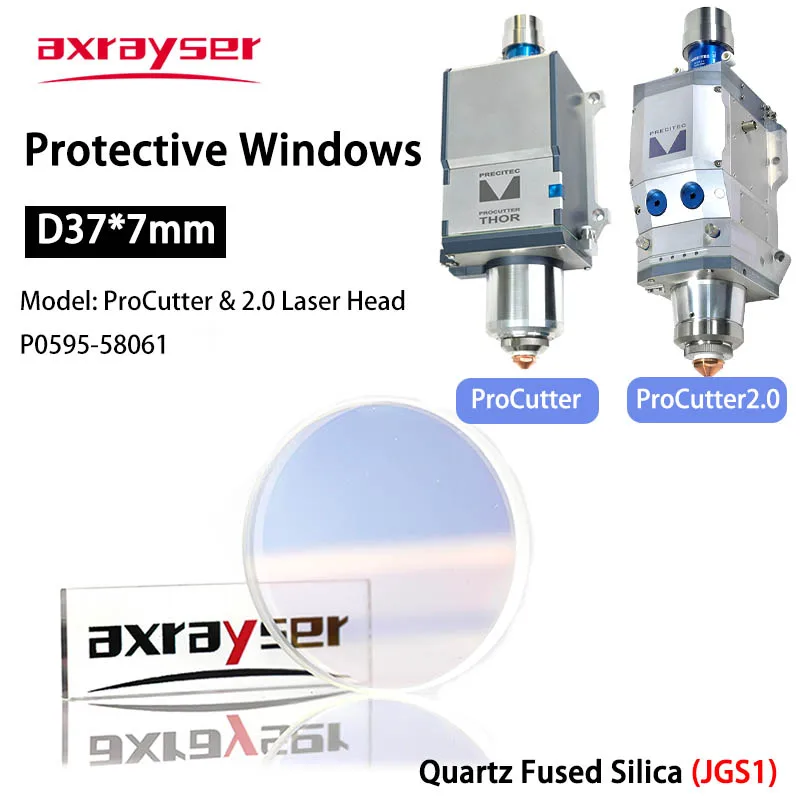 PRECITEC lentes protectoras para ventanas D37x7, lentes originales de P0595-58601 para láser de fibra, ProCutter / 2.0, 30KW, vidrio óptico de sílice