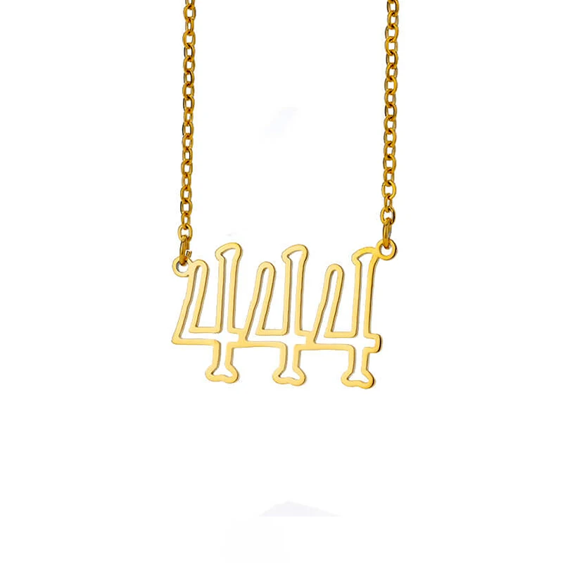 

Hollow-Out Angel Number Pendant 444 Necklace for Women Stainless Steel Choker Necklaces Fashion Aesthetic Wedding Jewelry Gift