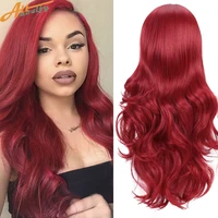 Allaosify Synthetic Wig With Bangs Long Curly Wave Red Hair Heat Resistant Temperature Fiber Hair Lolita Cosplay Wigs For Women