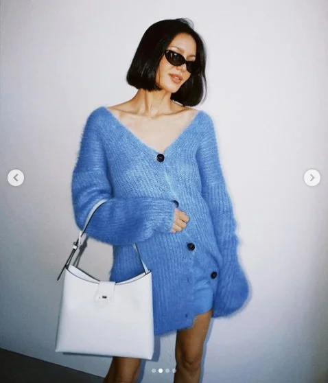 

Long Sleeve Women Sweaters New Women Knitted Blue Cardigan Sweater Fashion Top