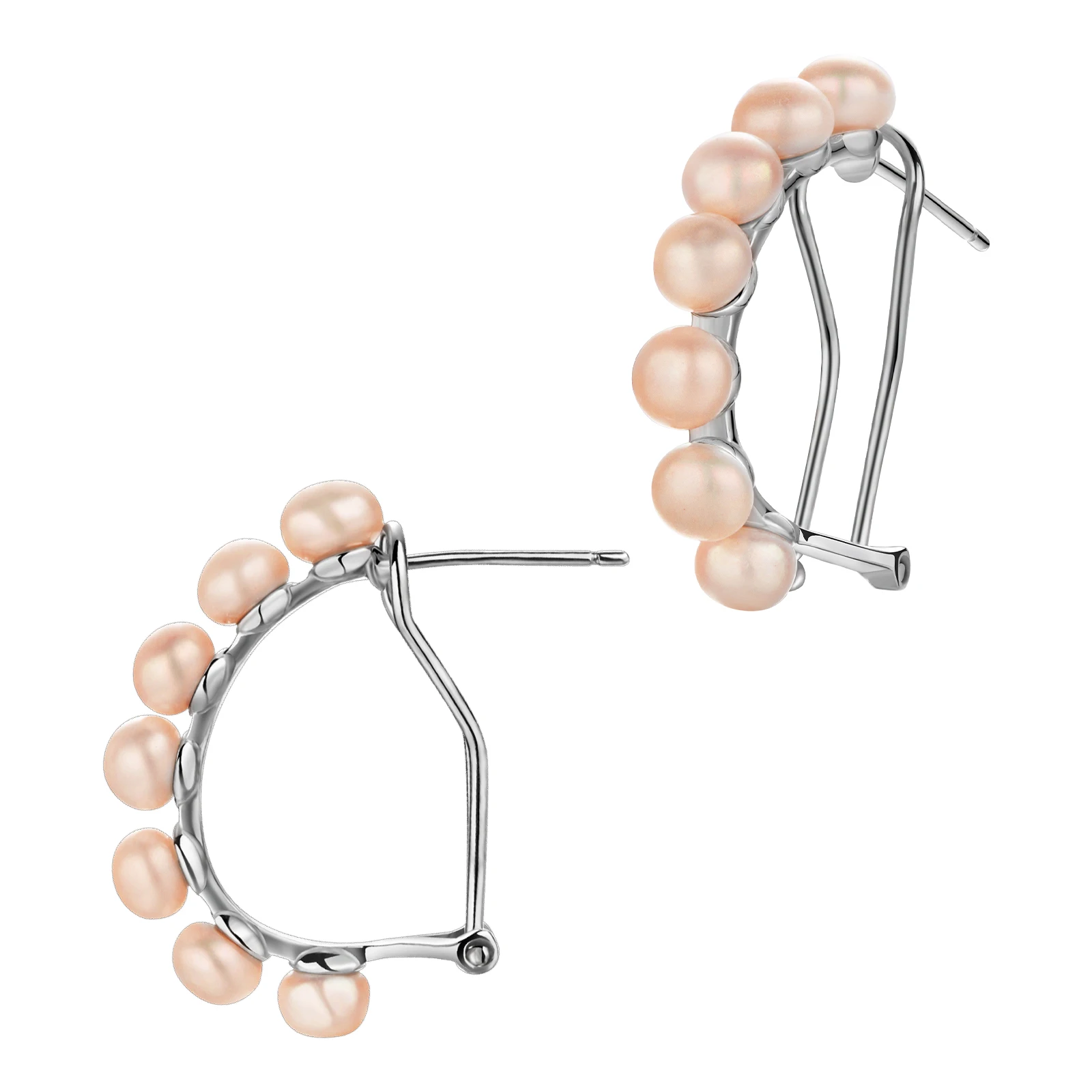 

925 Sterling Silver Omega Earrings Classic Handmade Elegant Wedding Jewelry for Women Freshwater Pearl Clip on Leverback Earring