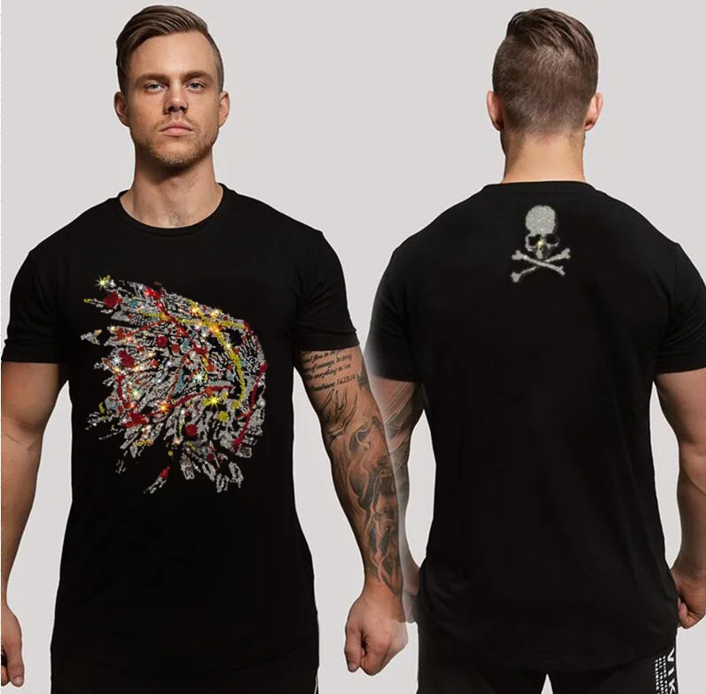 

Hip Hop Casual Men's Designer Rhinestone T-shirt men's gifts for holiday