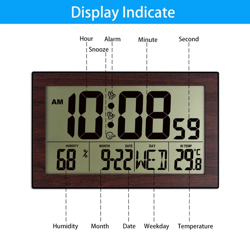 Многофункциональные цифровые часы с большим экраном