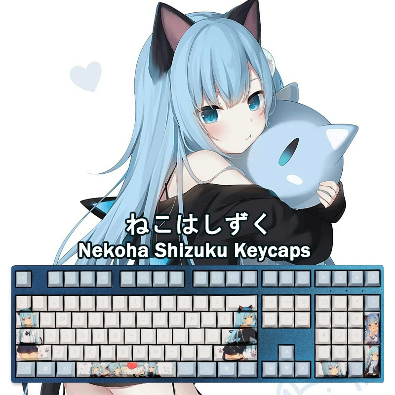 

108 Keys Nekoha Shizuku Keycaps Anime Keycap Cherry Profile PBT Dye Sublimation Mechnical Keyboard Keycap For MX Switch 61/104