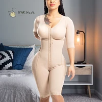 womens bodyshaper breast support side zipper long sleeve tummy control long bodysuit shapewear