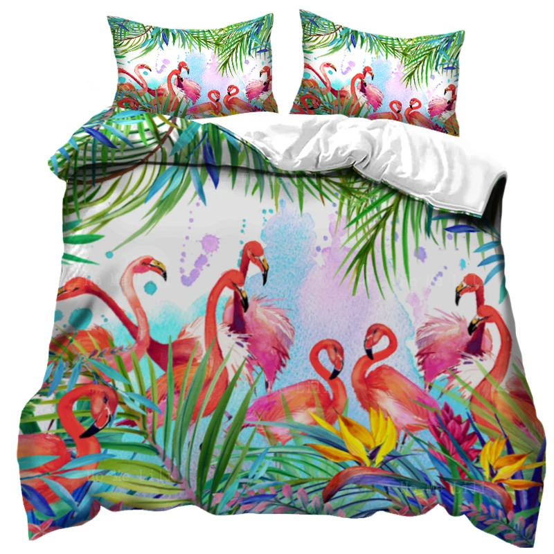 

Милые розовые Фламинго тропические Животные Дракон и Феникс впечатляющий узор пододеяльник от Ho Me Lili украшение постельного белья