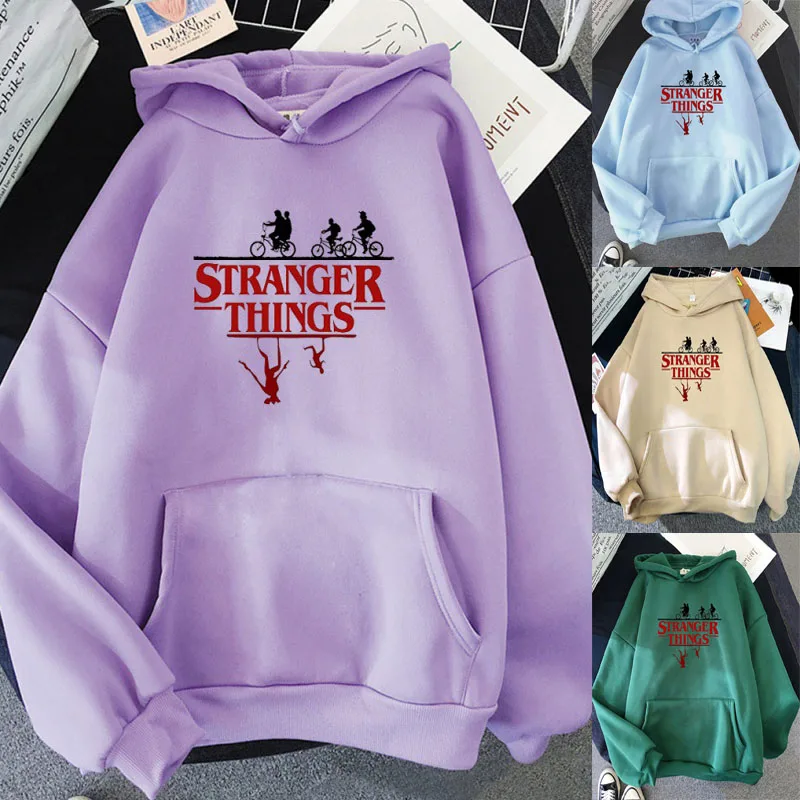 

Harajuku Hoodies Women Stranger Things Long Sleeve Pockets Oversized Sweatshirts Autumn Men Casual Fleece Anime Hoodie Sudadera