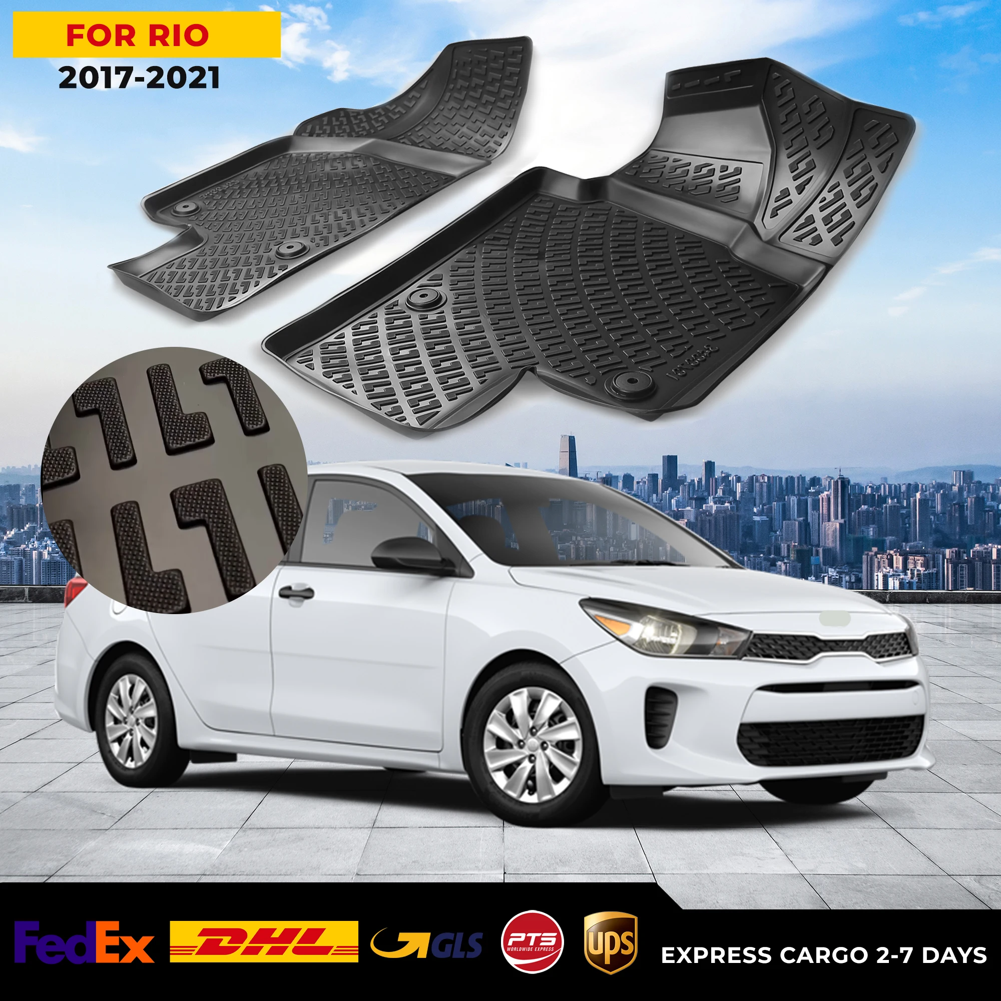 

Автомобильный 3D напольный коврик для Kia Rio 2017-2021, водонепроницаемый специальный коврик для ног, аксессуары, коврики, Нескользящие