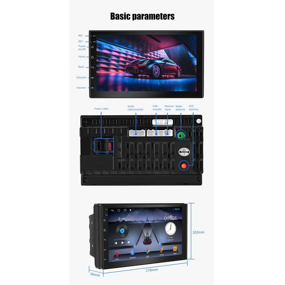 Essgoo 7 -дюймовое автомобильное радио 2 DIN Android 11 2 ГБ 16 ГБ с 2,5D -экраном Bluetooth GPS Wi -Fi Automotive Universal MultiMedia MP5 Player (art.: 3920bd4cda02c) - 3920bd4cda02c