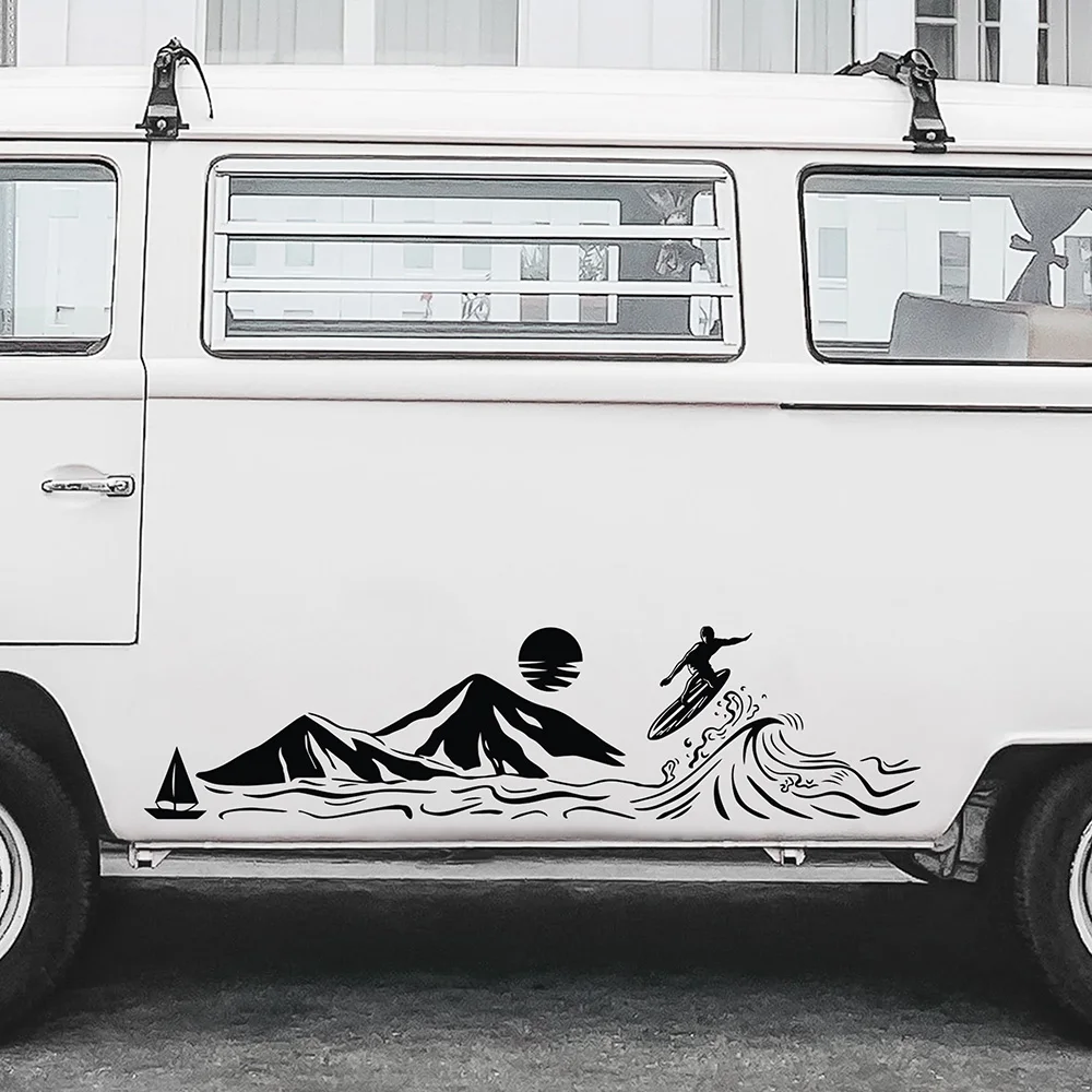 

Горная волна, пляжный автомобиль, Стайлинг, дом на колесах, кемпер, наклейки и наклейки, водонепроницаемые виниловые аксессуары, забавные