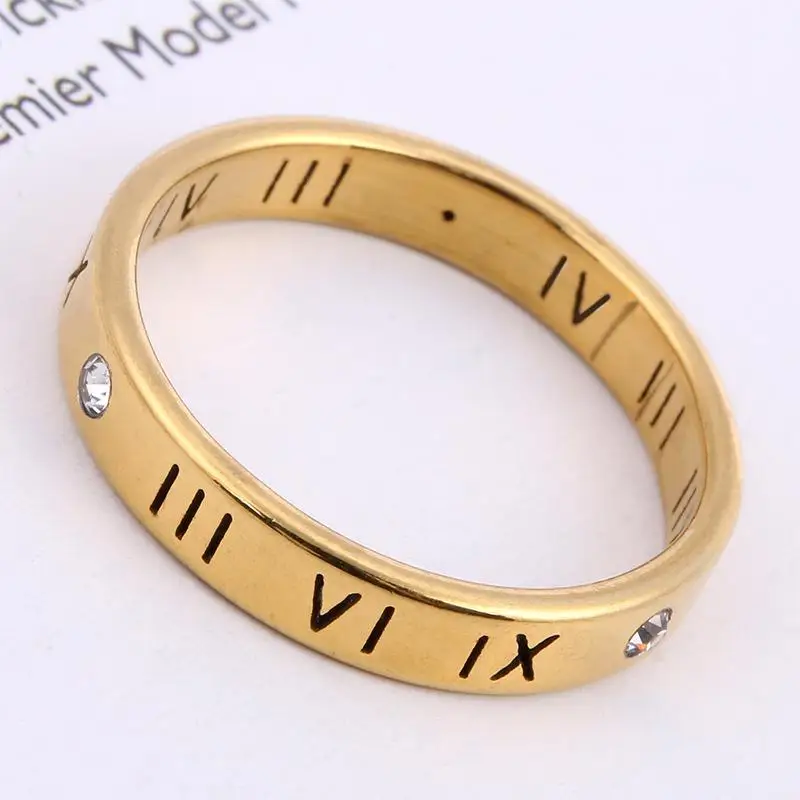 

Mens Cut Self Defense Men Lab Stainless 18 K Gold Earings Titanium Steel Digital Numeral Diamond Roman Ring For Women