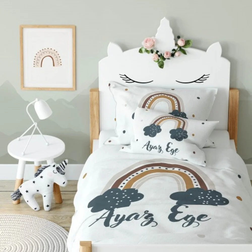 

Комплект пододеяльника Rainbow And cloud-комплект постельного белья для девочек-постельное белье для детской кроватки-персонализированный компле...