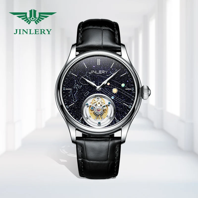 

JINLERY Mechanical Watch for Men Luxury Tourbillon Wristwatch Free Shipping Watch Waterproof Sapphire Crystal Relogio Masculion