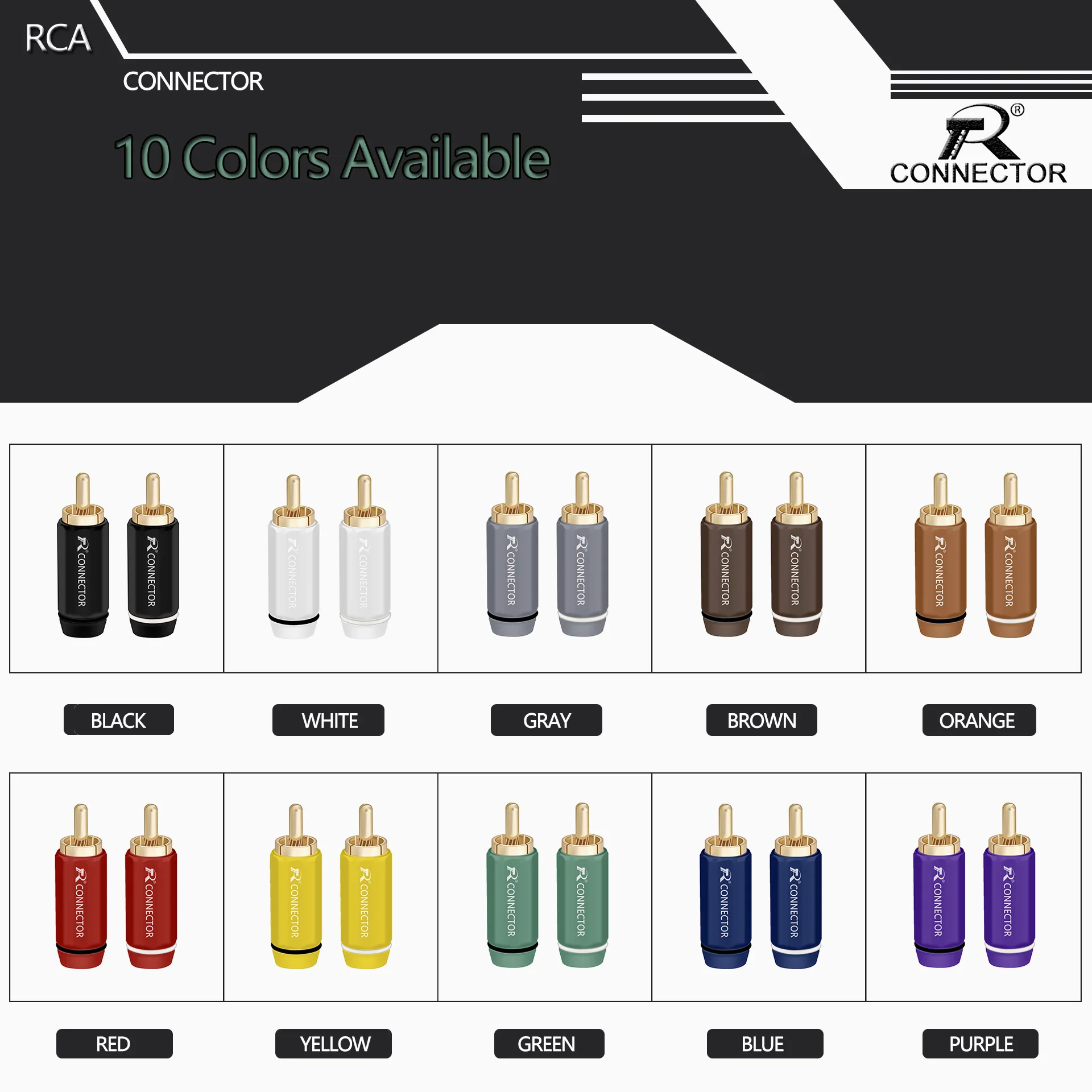 Адаптер RCA для аудиофонического динамика 24-каратная золотая медная вилка разъем