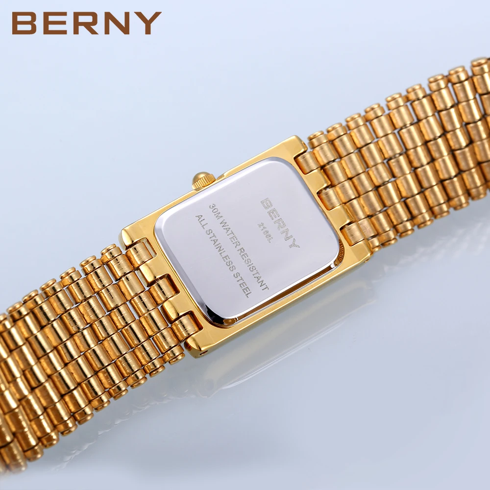 BERNY Quartz Watch for Women Luxury Fashion Women's Wristwatch Waterproof Golden Female Clock Stainless Steel Gold Ladies Watch enlarge