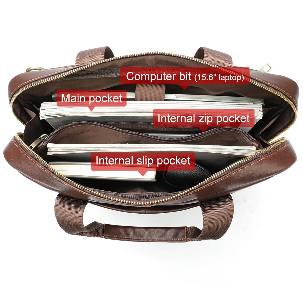 WESTAL Genuine Leather Men's Bag Briefcase Male Business Messenger Bag Men Shoulder Crossbody Bag For 15.6