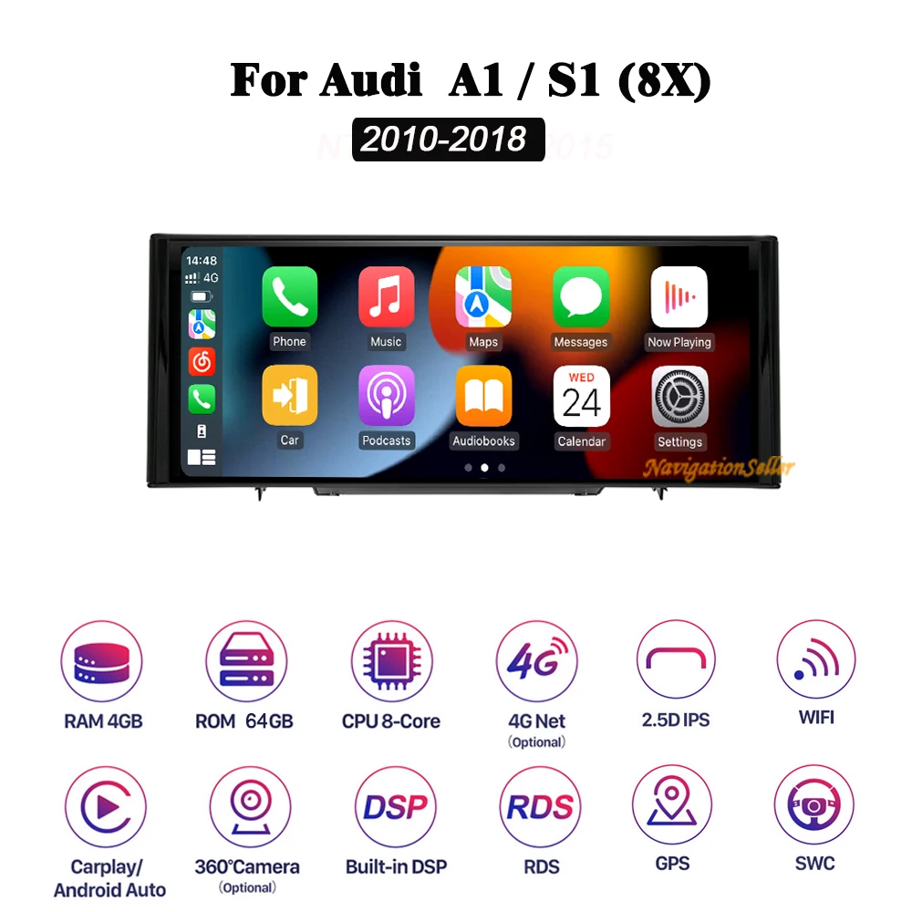 VIGOHI 8-ядерный Android 13 Система Автомобильный мультимедийный радиоприемник для Audi A1